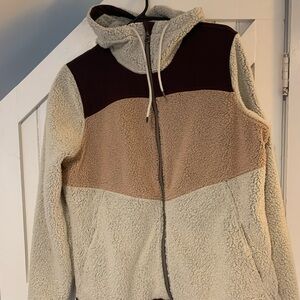 Kuhl Tri-Tone Teddy Jacket in Cream, Tan, and Brown